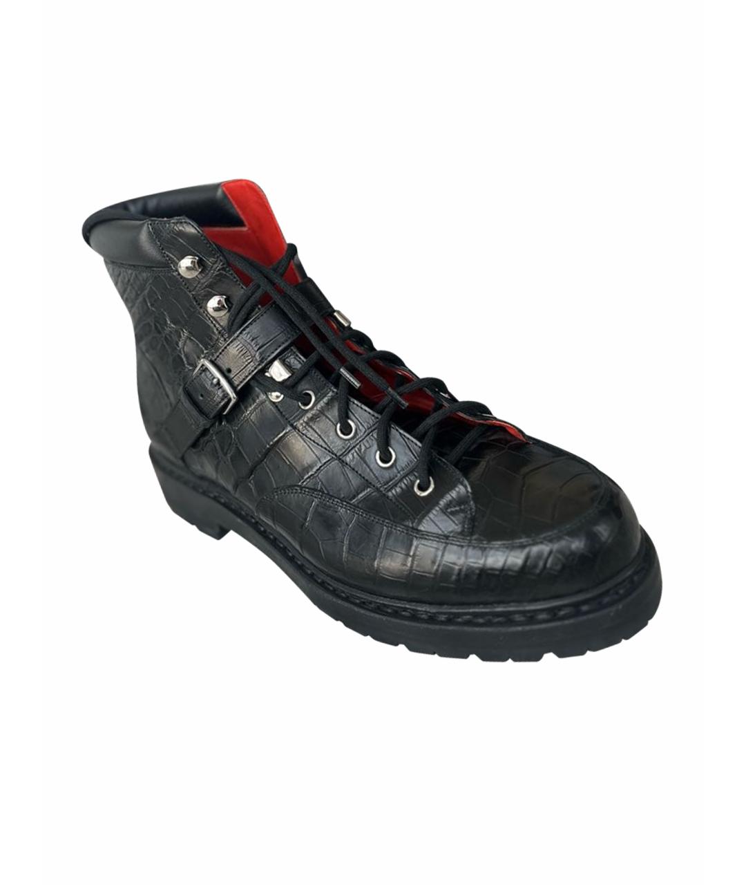 HERMES Черные ботинки из экзотической кожи, фото 1