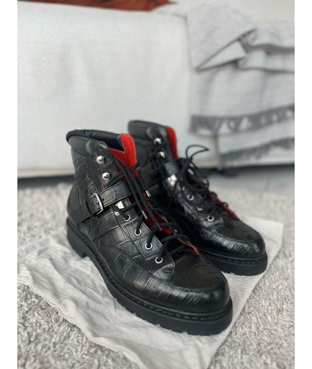 HERMES Черные ботинки из экзотической кожи, фото 7