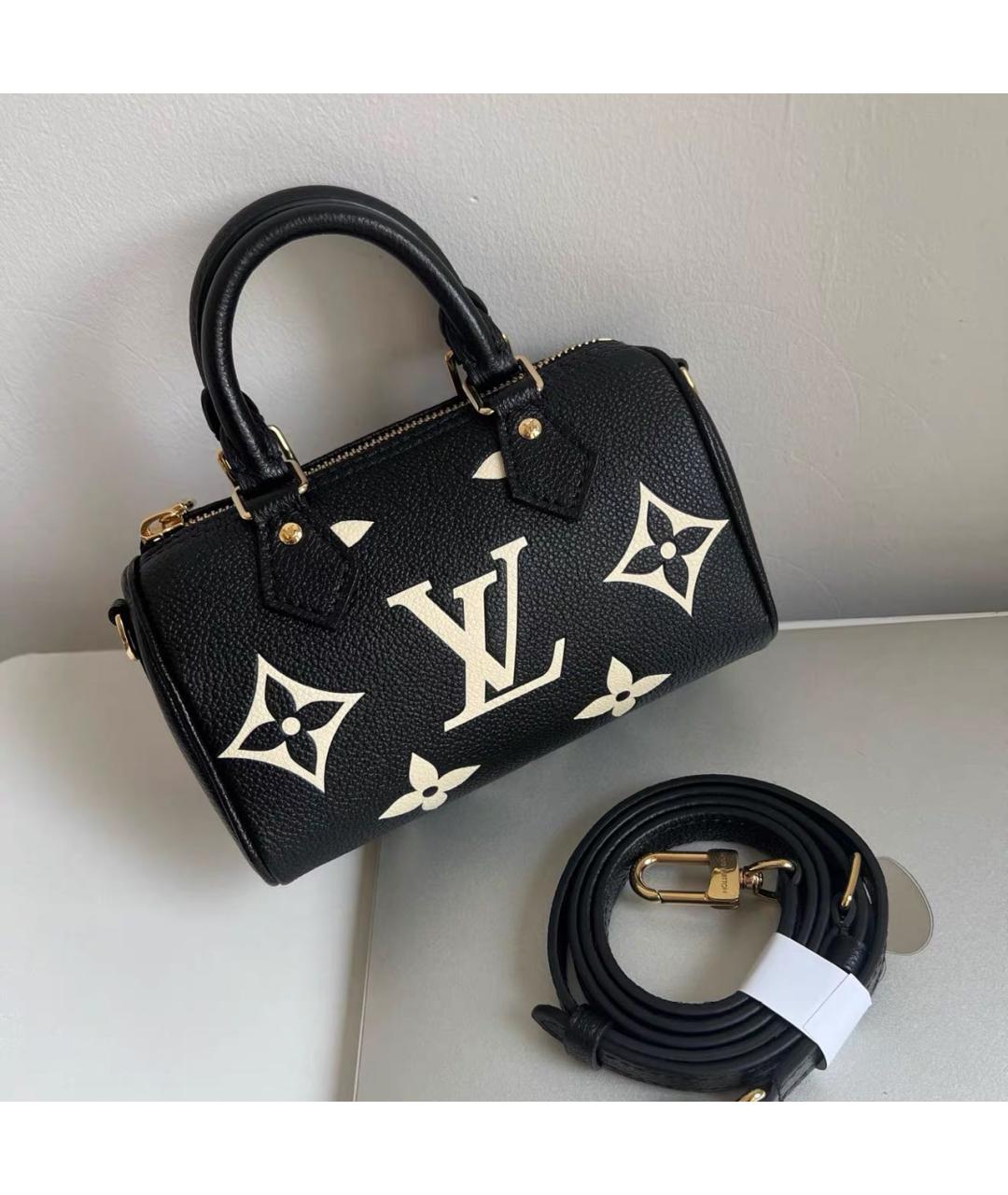 LOUIS VUITTON Черная кожаная сумка с короткими ручками, фото 9