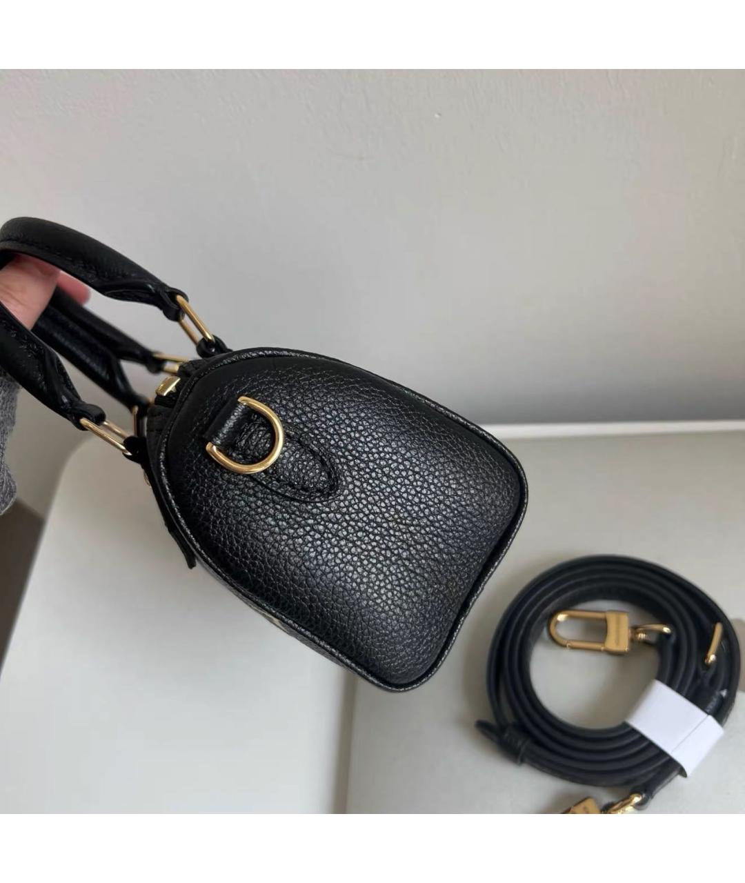LOUIS VUITTON Черная кожаная сумка с короткими ручками, фото 2