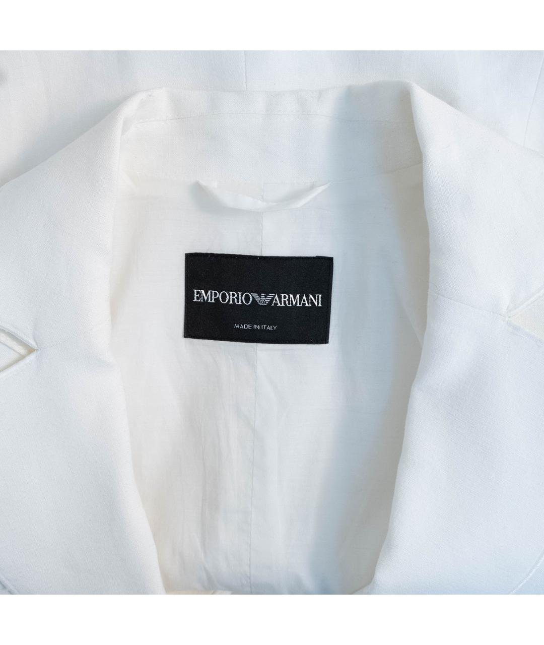 EMPORIO ARMANI Белый льняной жакет/пиджак, фото 3