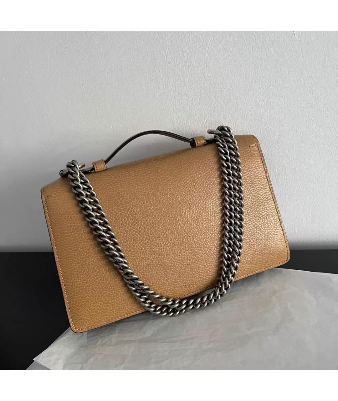 GUCCI Бежевая кожаная сумка через плечо, фото 2