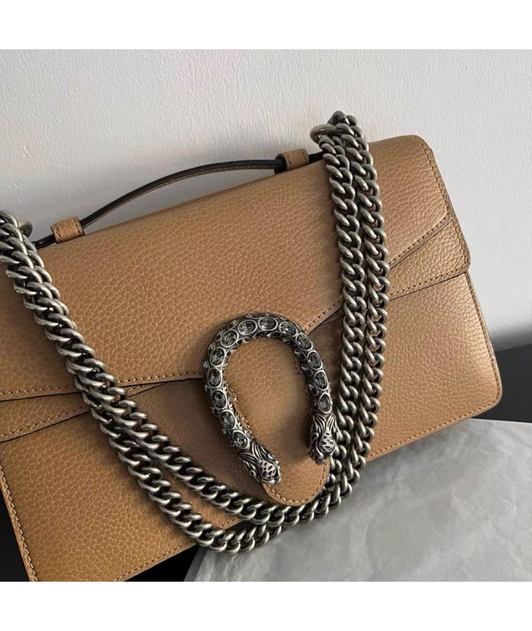 GUCCI Бежевая кожаная сумка через плечо, фото 6