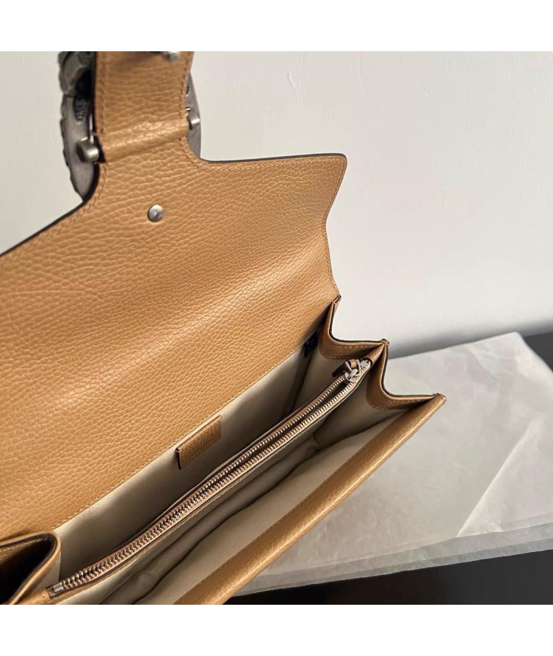 GUCCI Бежевая кожаная сумка через плечо, фото 8