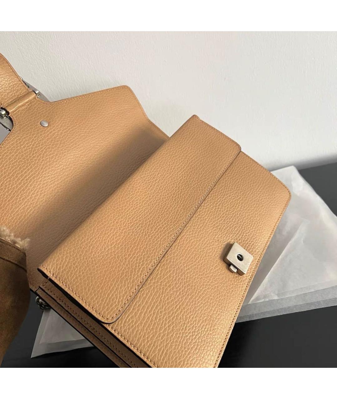 GUCCI Бежевая кожаная сумка через плечо, фото 7