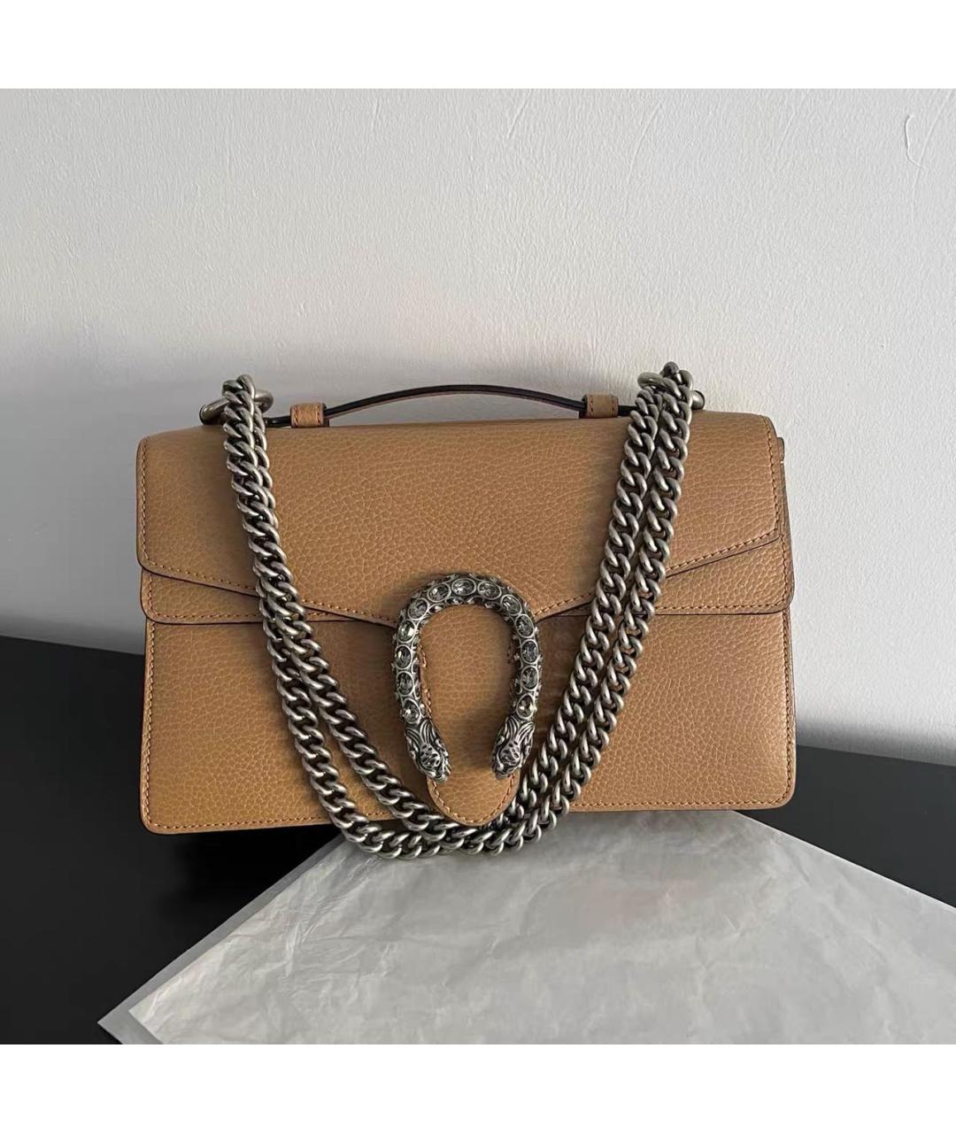 GUCCI Бежевая кожаная сумка через плечо, фото 9