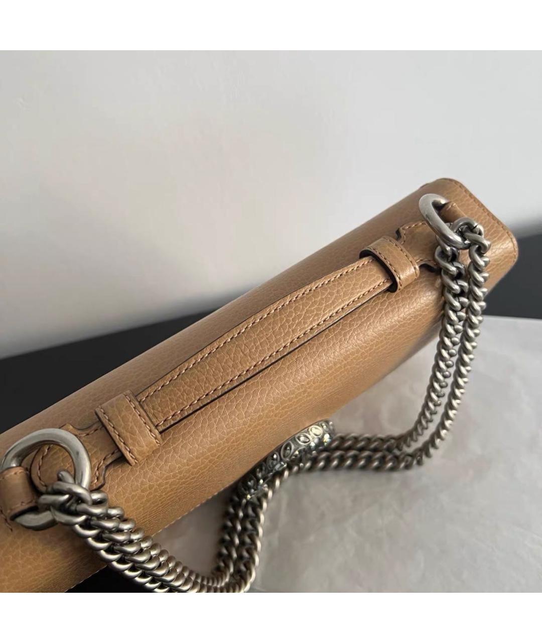 GUCCI Бежевая кожаная сумка через плечо, фото 3