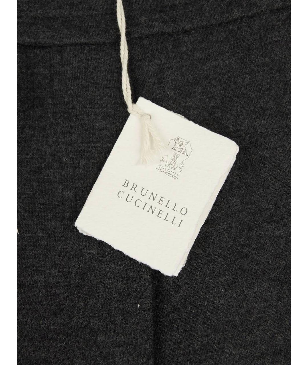 BRUNELLO CUCINELLI Серые кашемировые брюки широкие, фото 5