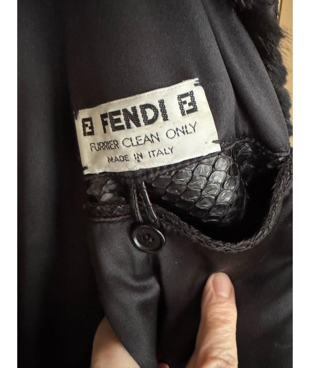 FENDI Черное пальто из экзотической кожи, фото 5