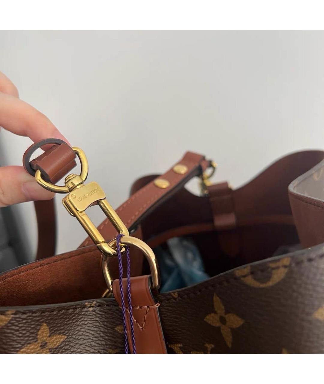 LOUIS VUITTON Коричневая кожаная сумка тоут, фото 6