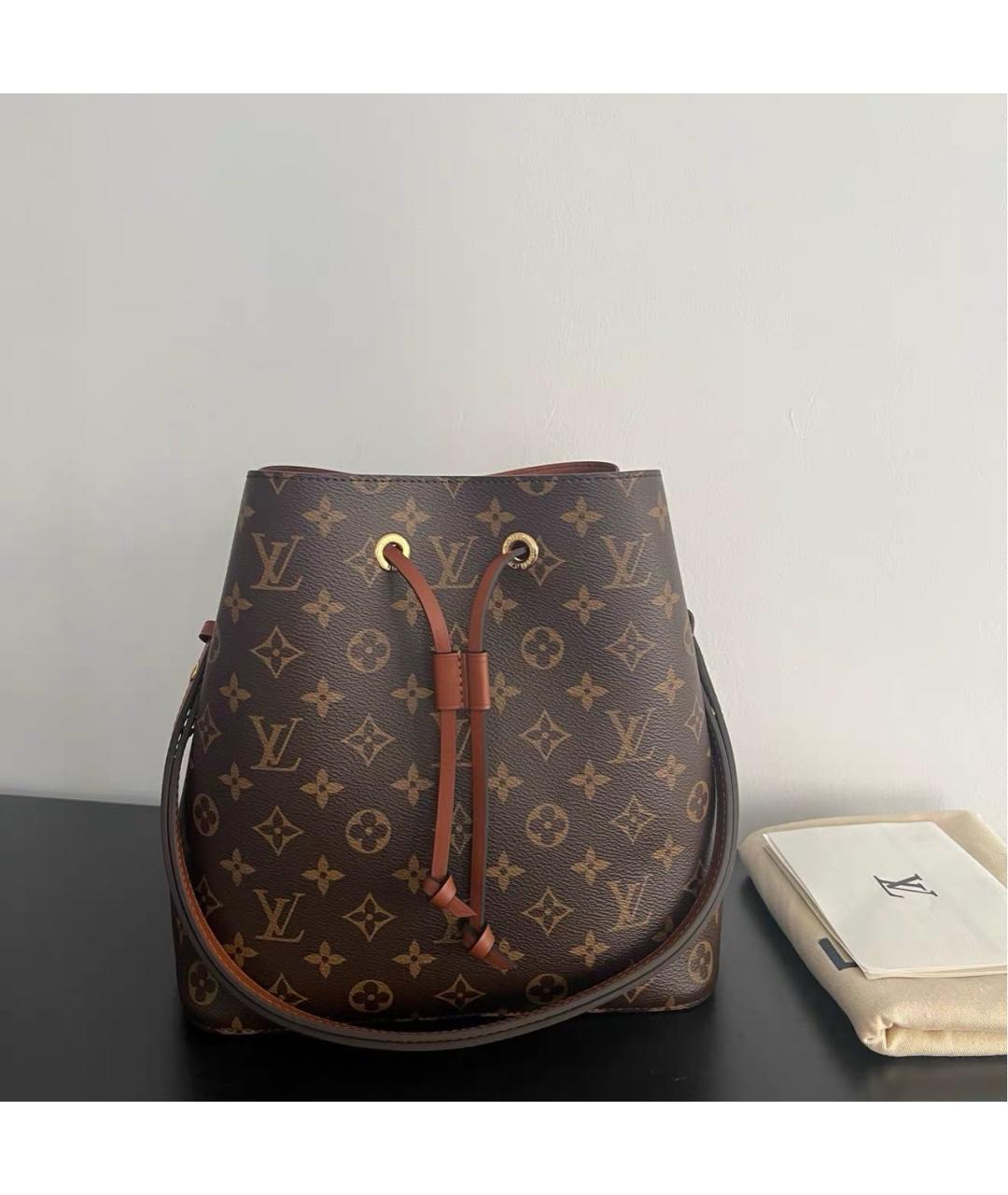 LOUIS VUITTON Коричневая кожаная сумка тоут, фото 8