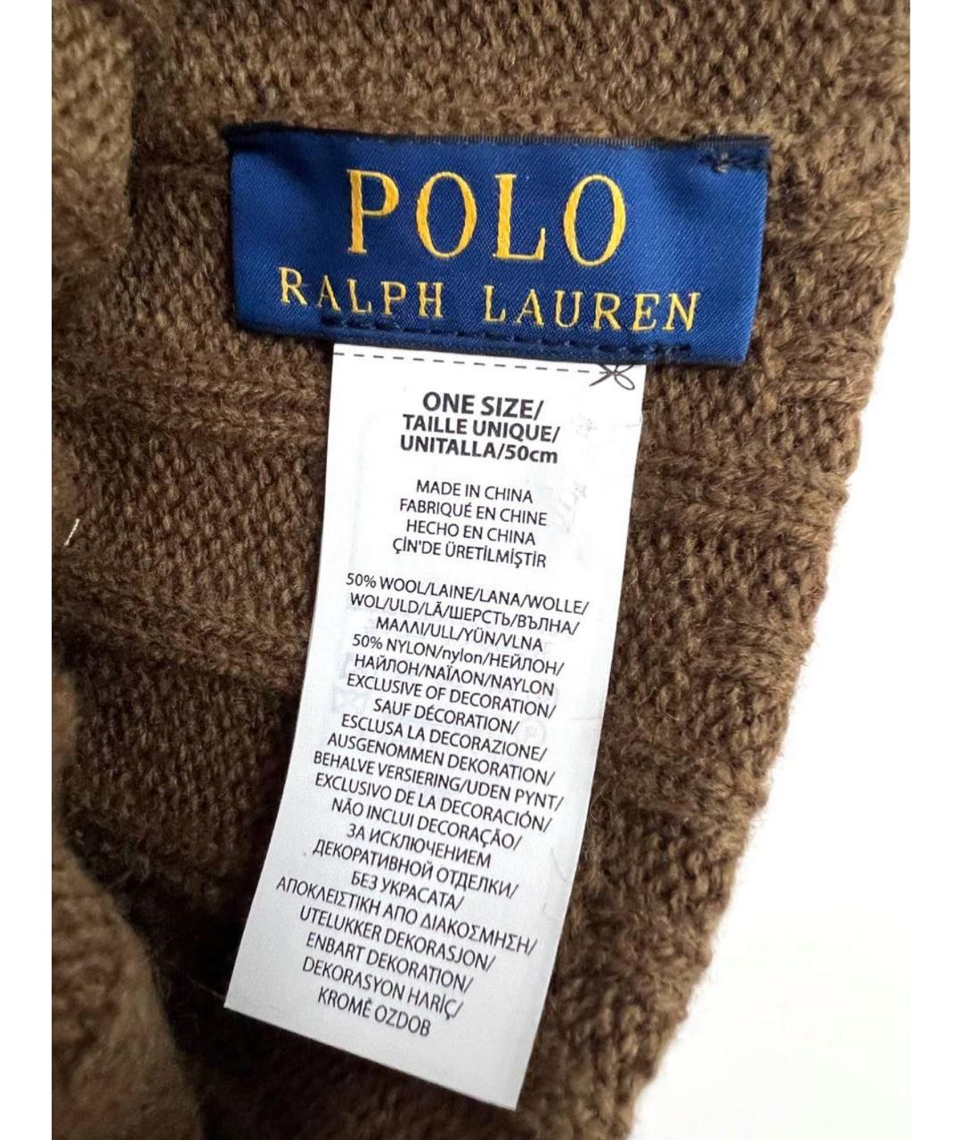 POLO RALPH LAUREN Коричневая шерстяная шапка, фото 3