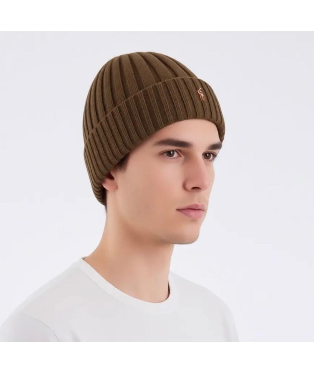 POLO RALPH LAUREN Коричневая шерстяная шапка, фото 6