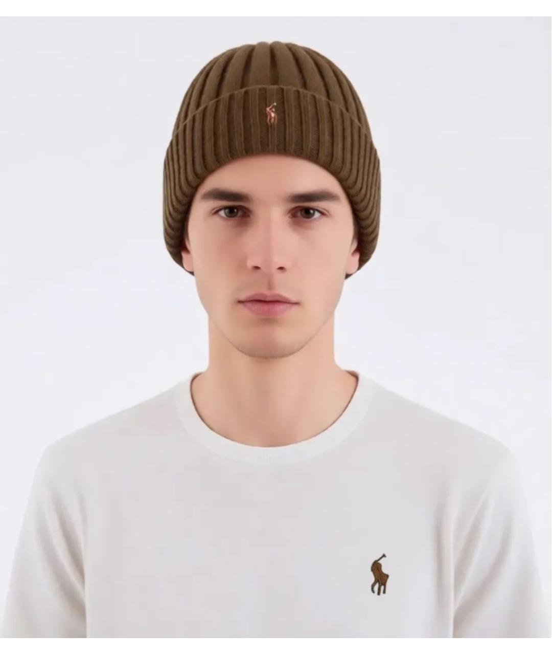 POLO RALPH LAUREN Коричневая шерстяная шапка, фото 5