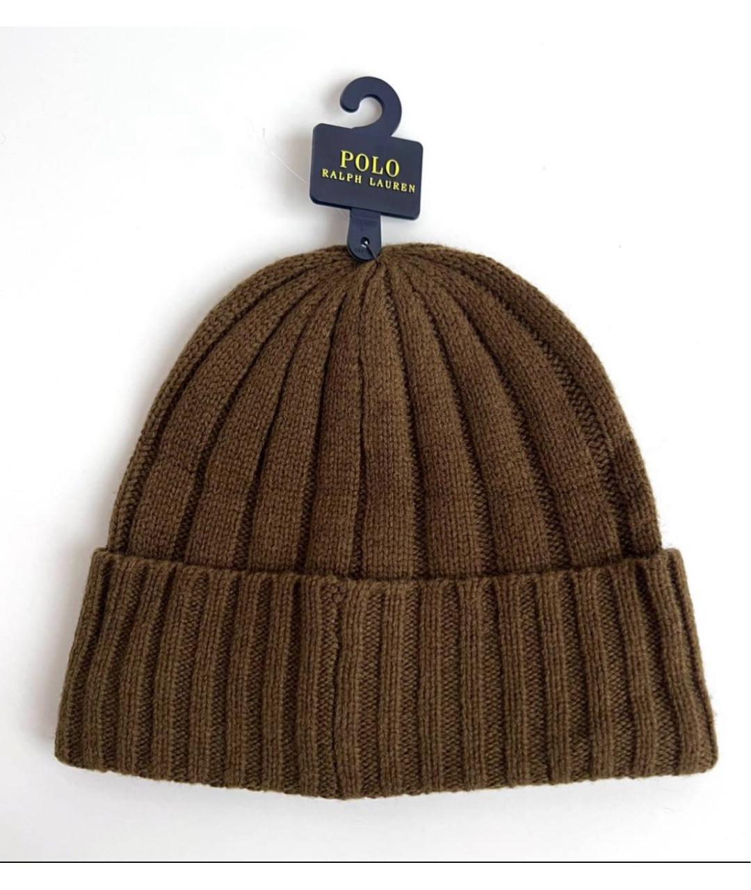 POLO RALPH LAUREN Коричневая шерстяная шапка, фото 2