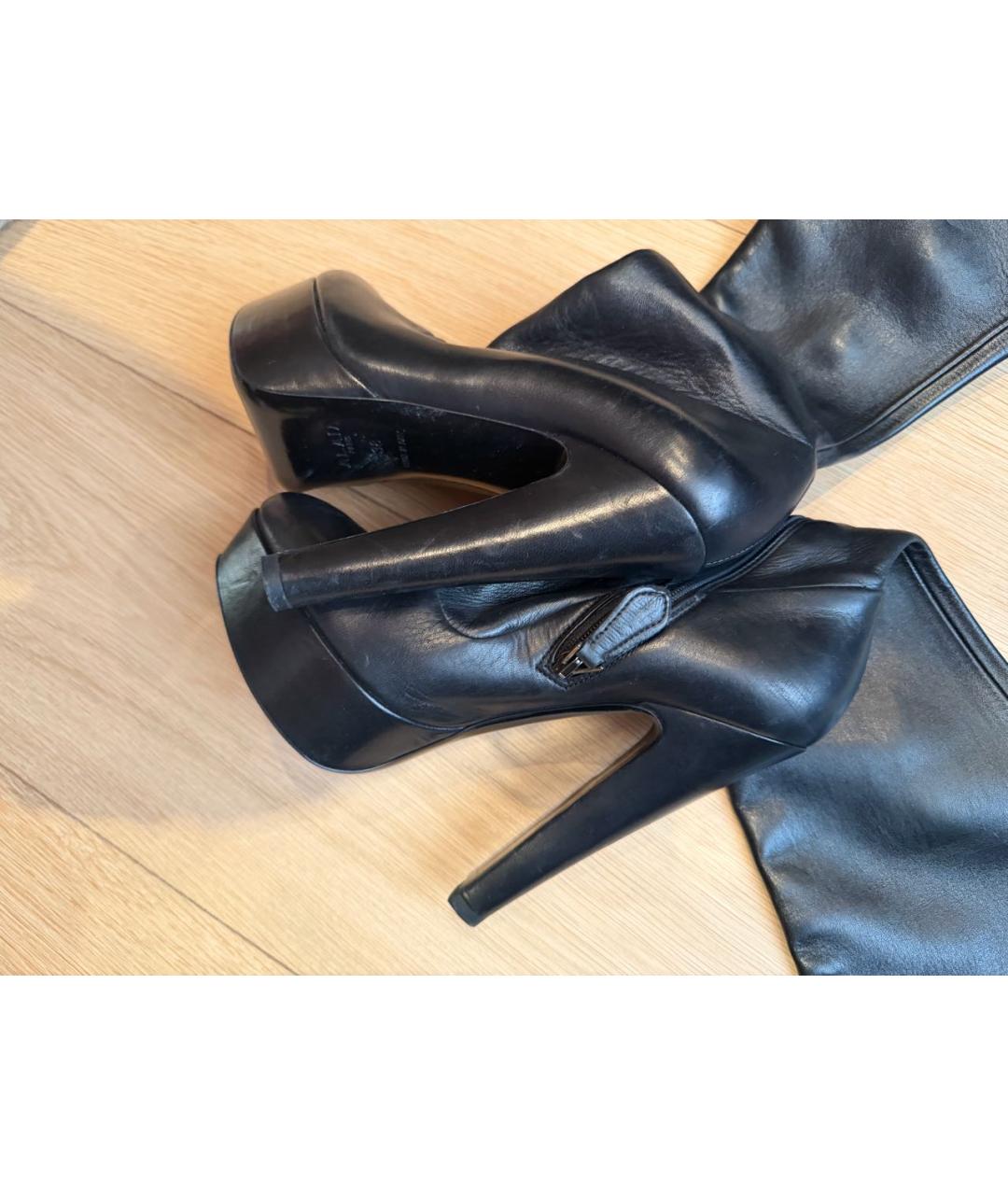 ALAIA Черные кожаные ботфорты, фото 3