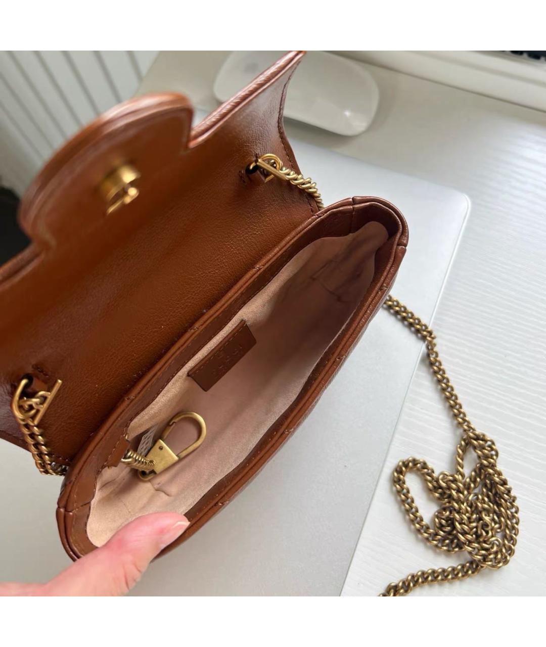 GUCCI Коричневая кожаная сумка через плечо, фото 7