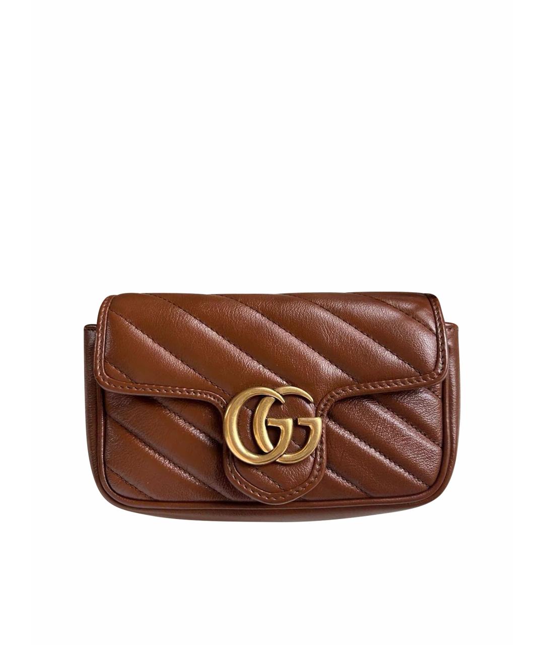 GUCCI Коричневая кожаная сумка через плечо, фото 1