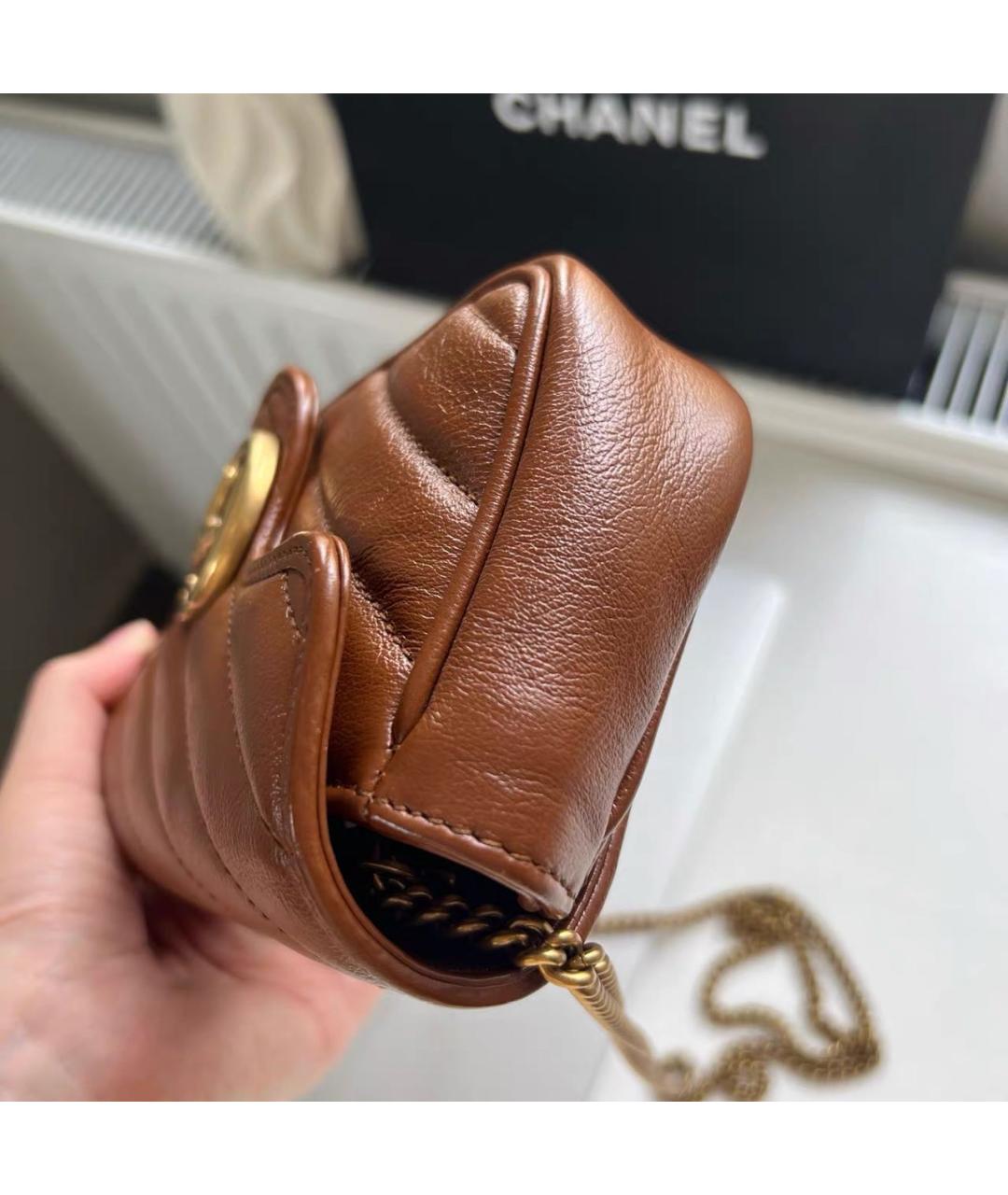 GUCCI Коричневая кожаная сумка через плечо, фото 4