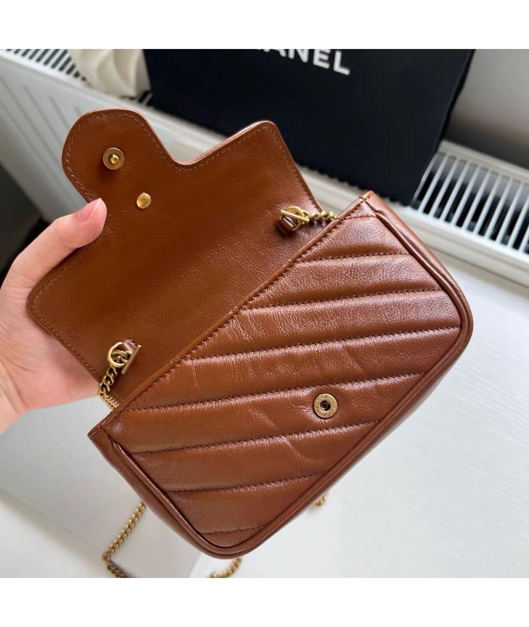 GUCCI Коричневая кожаная сумка через плечо, фото 6