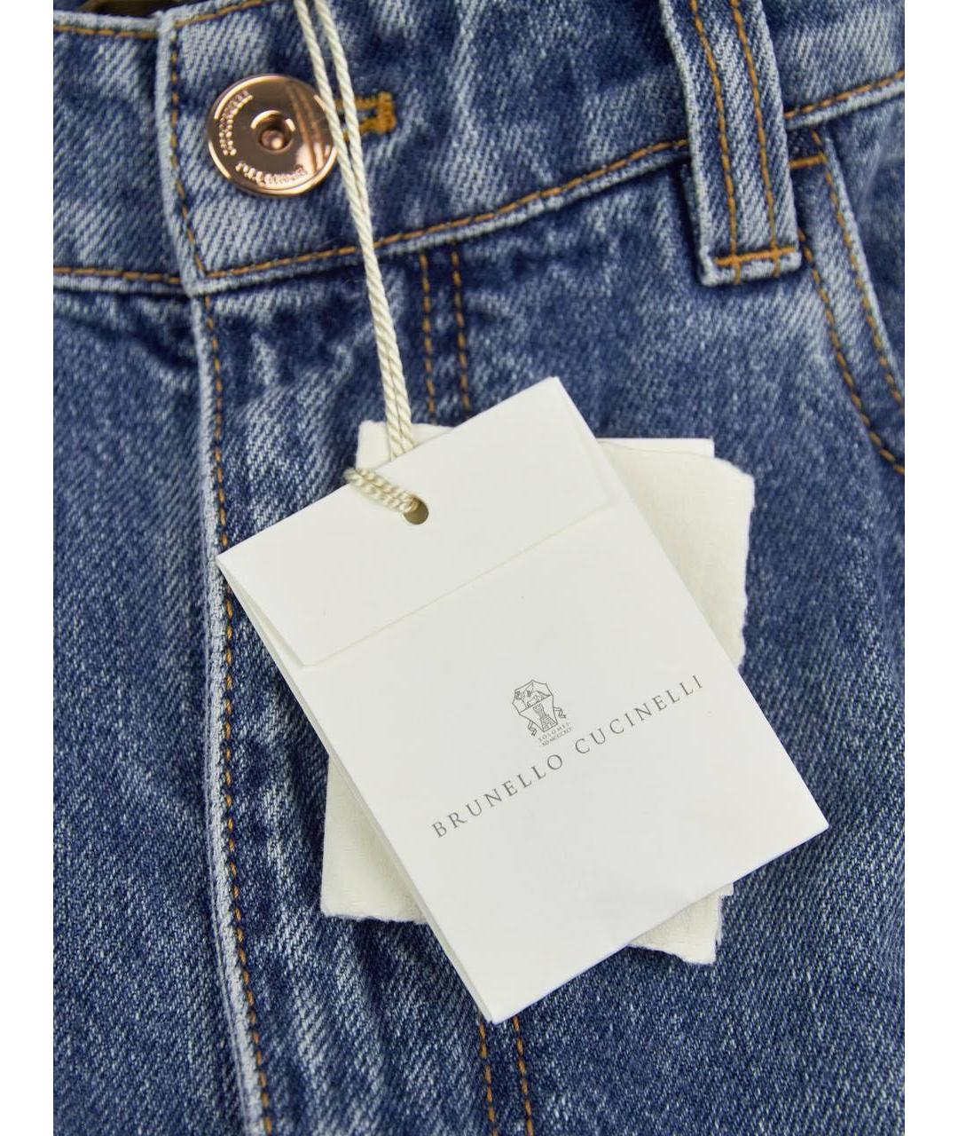 BRUNELLO CUCINELLI Синие хлопковые джинсы слим, фото 7