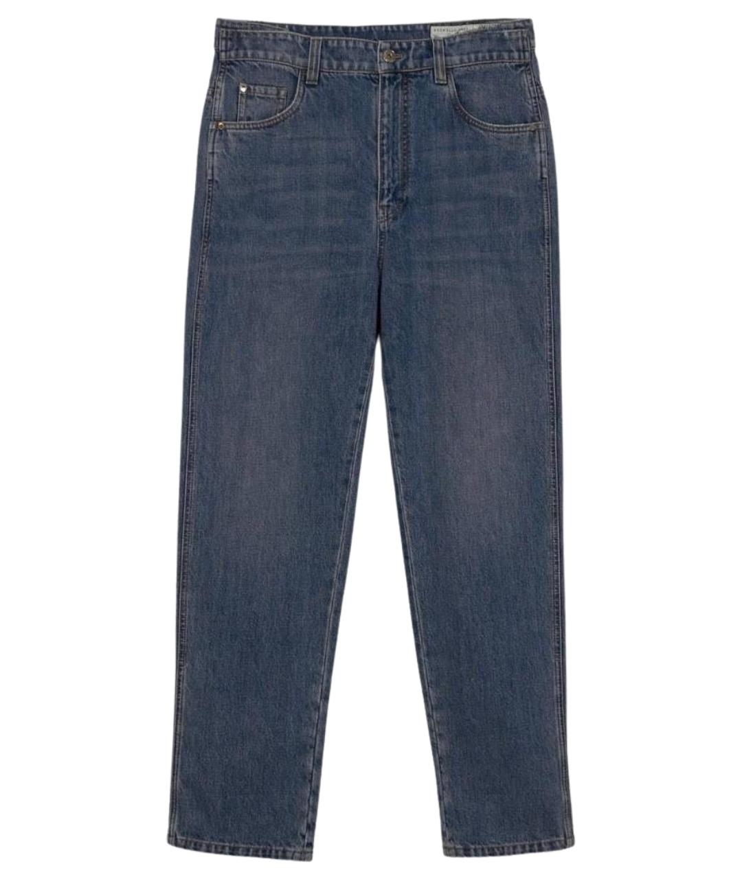 BRUNELLO CUCINELLI Синие хлопковые джинсы слим, фото 1