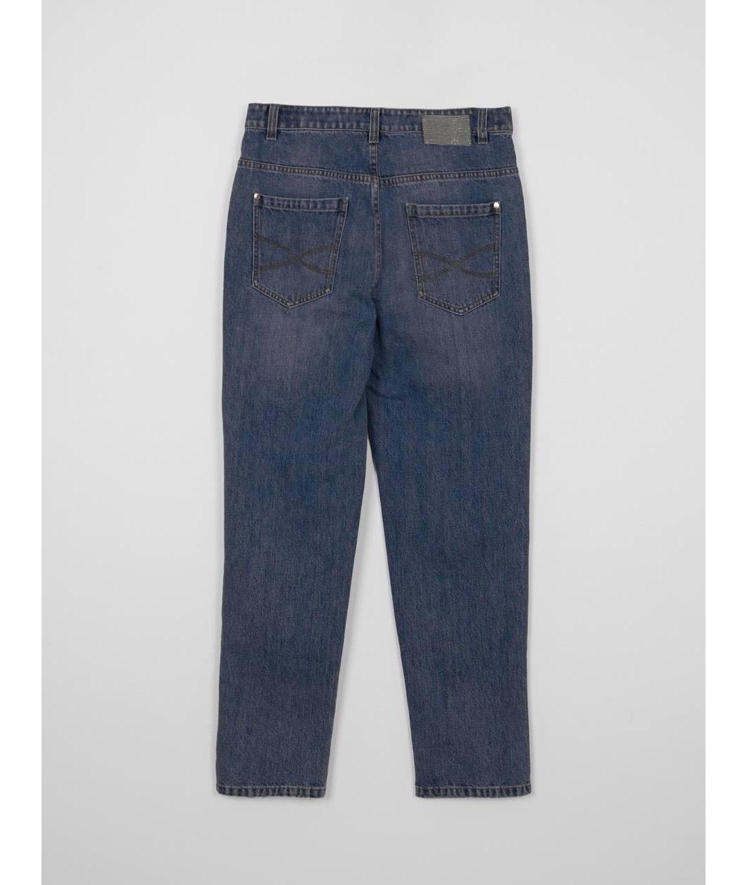 BRUNELLO CUCINELLI Синие хлопковые джинсы слим, фото 3