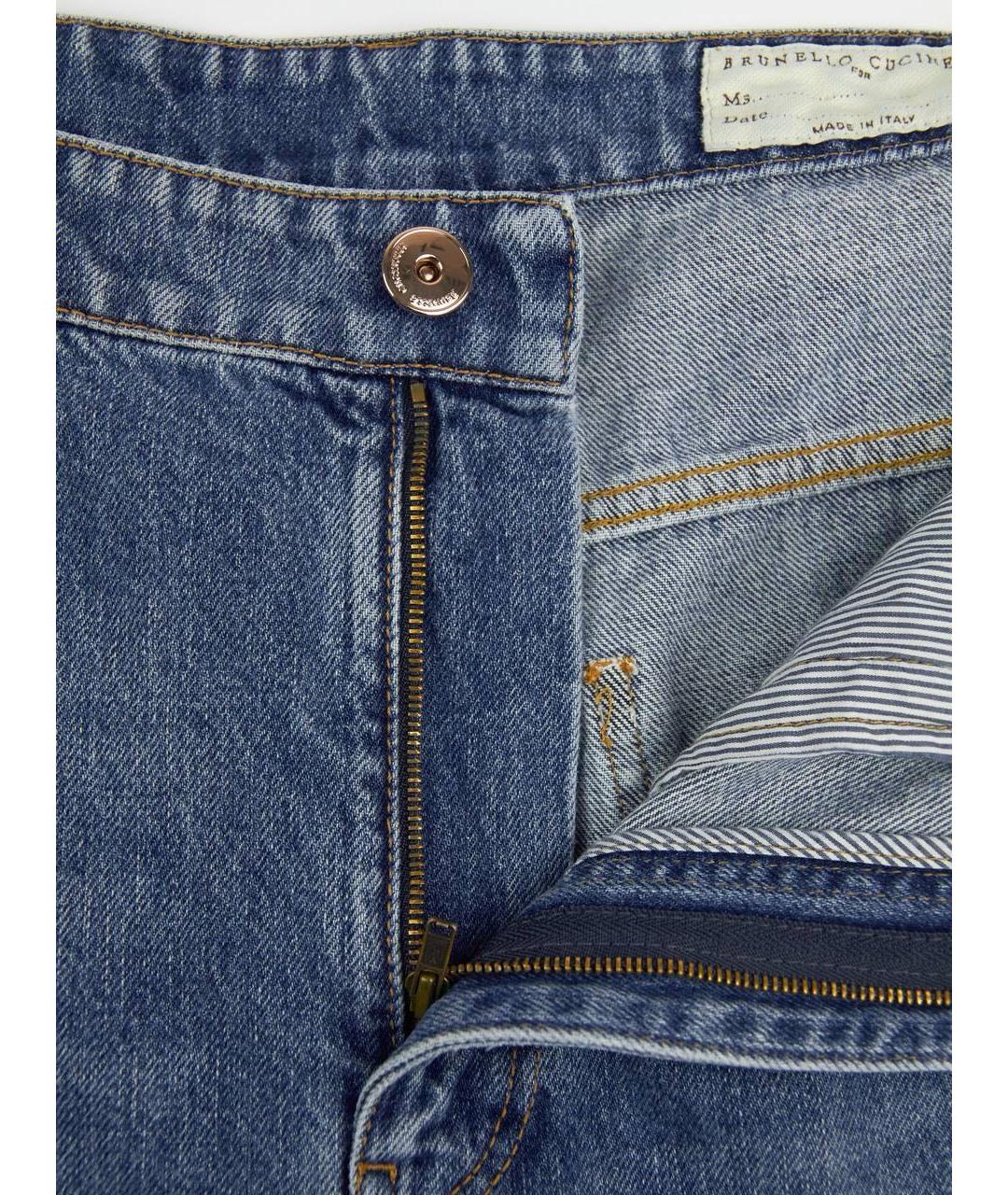 BRUNELLO CUCINELLI Синие хлопковые джинсы слим, фото 8
