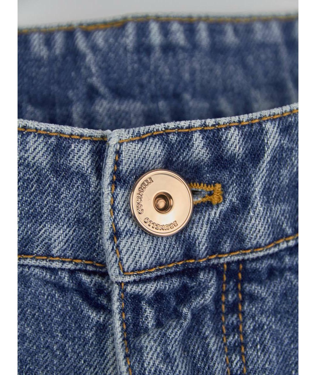 BRUNELLO CUCINELLI Синие хлопковые джинсы слим, фото 6