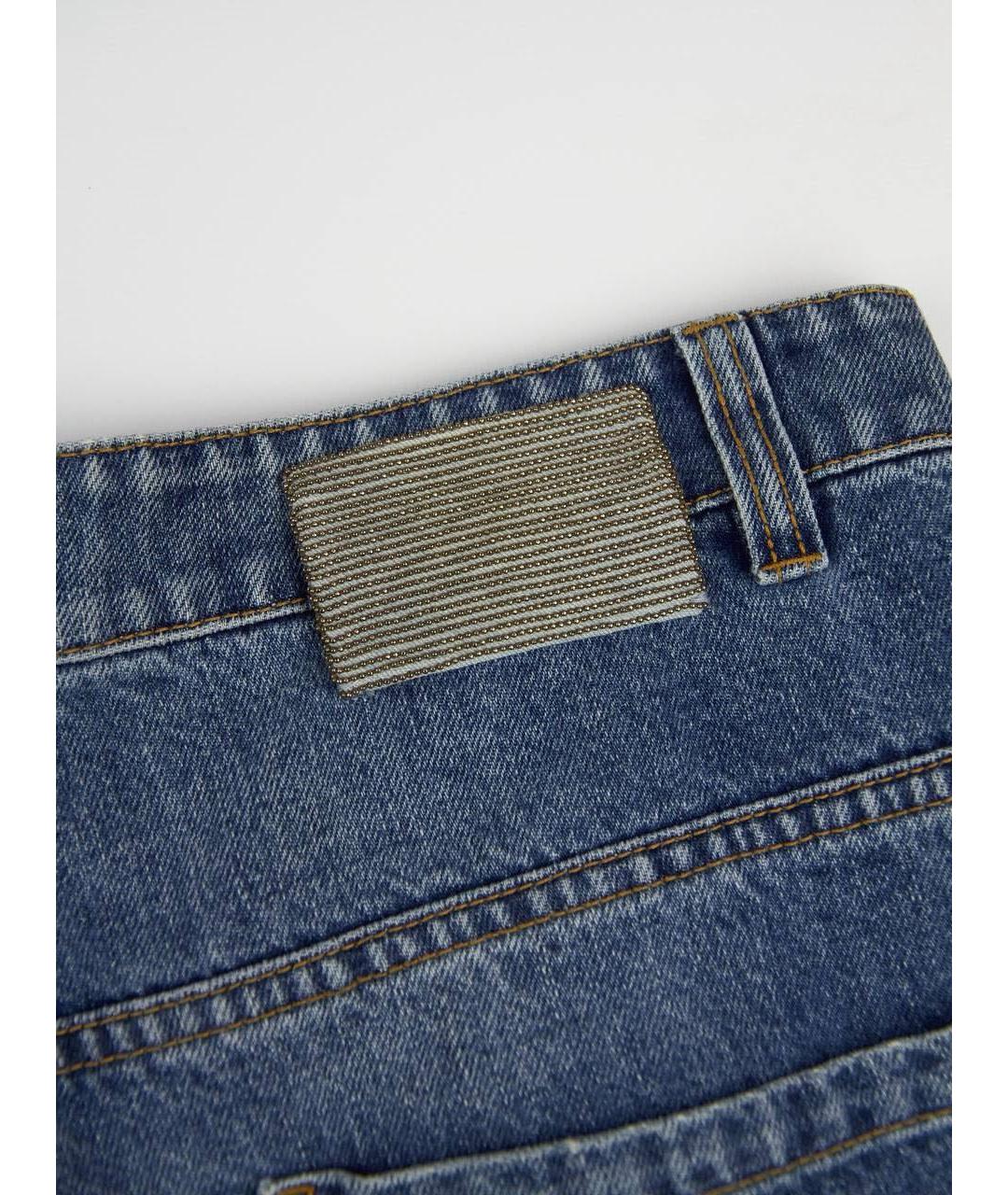 BRUNELLO CUCINELLI Синие хлопковые джинсы слим, фото 4