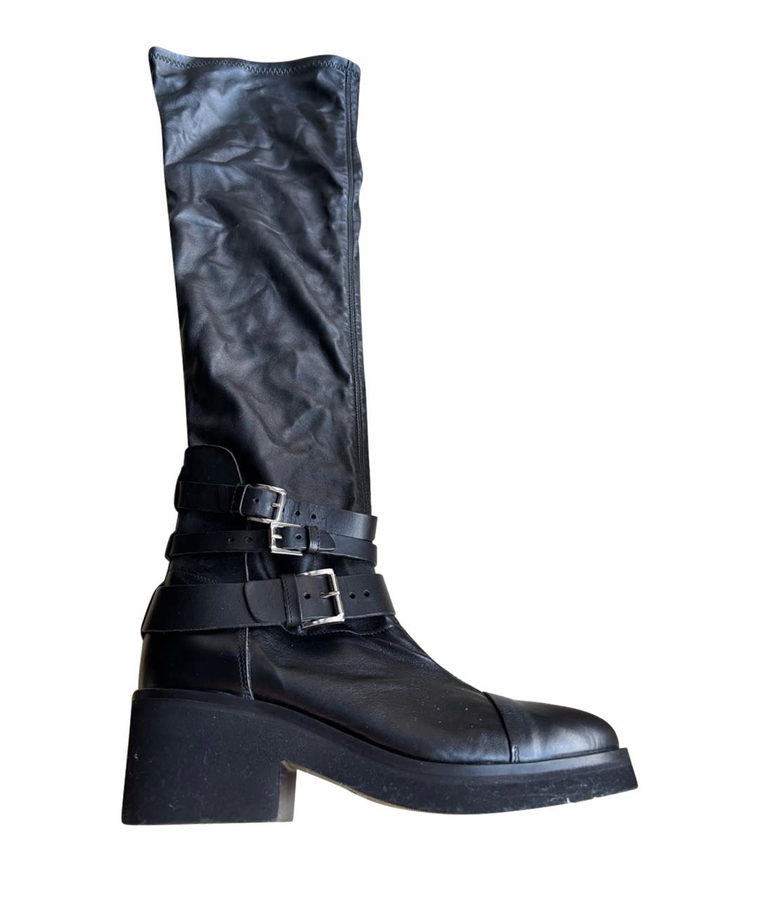VIC MATIE Черные кожаные ботфорты, фото 1