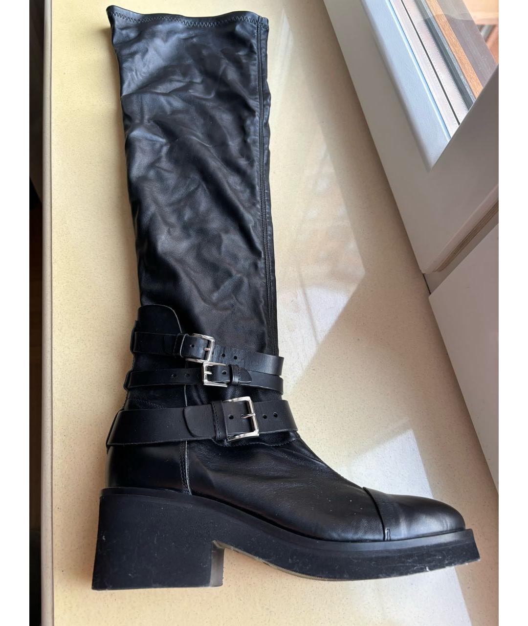 VIC MATIE Черные кожаные ботфорты, фото 5