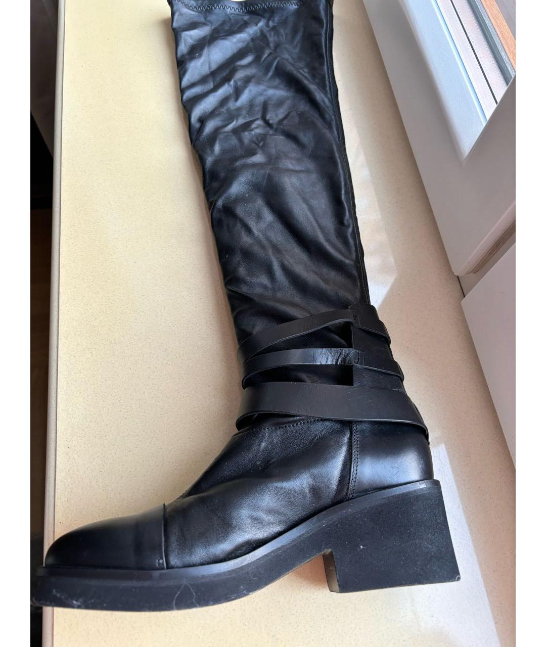 VIC MATIE Черные кожаные ботфорты, фото 3
