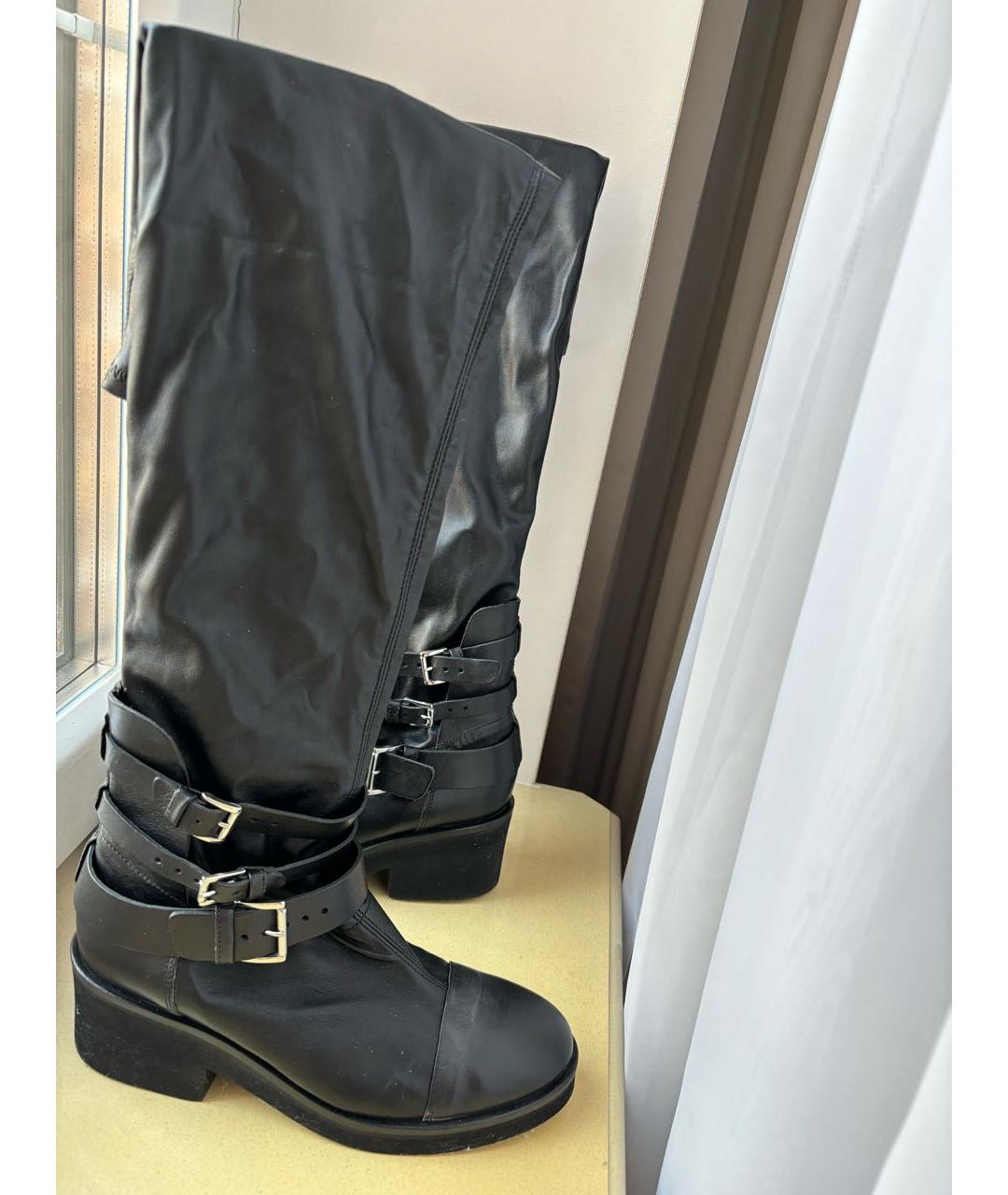 VIC MATIE Черные кожаные ботфорты, фото 2