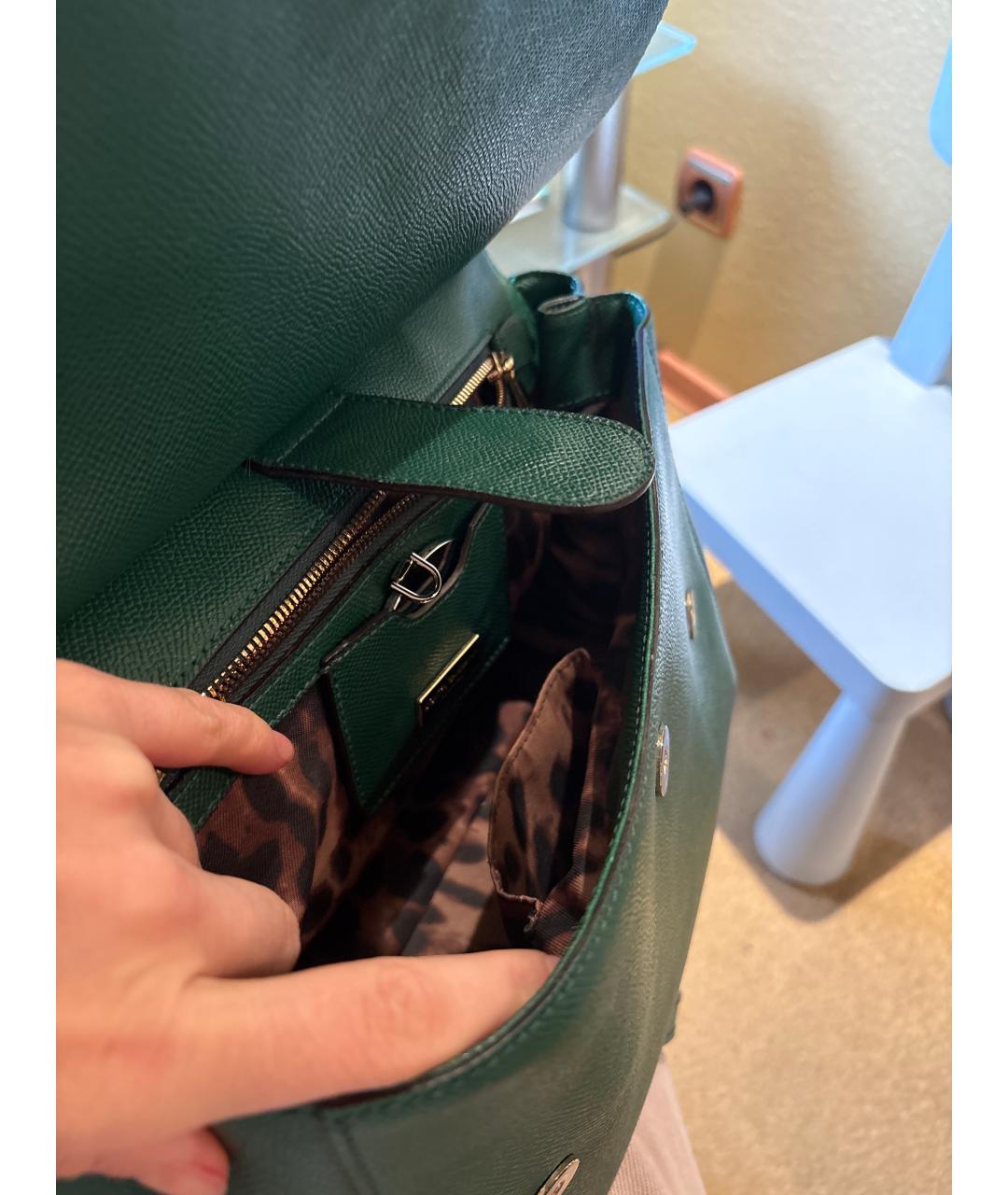 DOLCE&GABBANA Зеленая кожаная сумка через плечо, фото 5