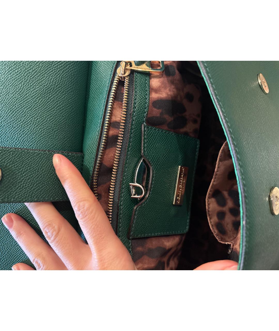 DOLCE&GABBANA Зеленая кожаная сумка через плечо, фото 4