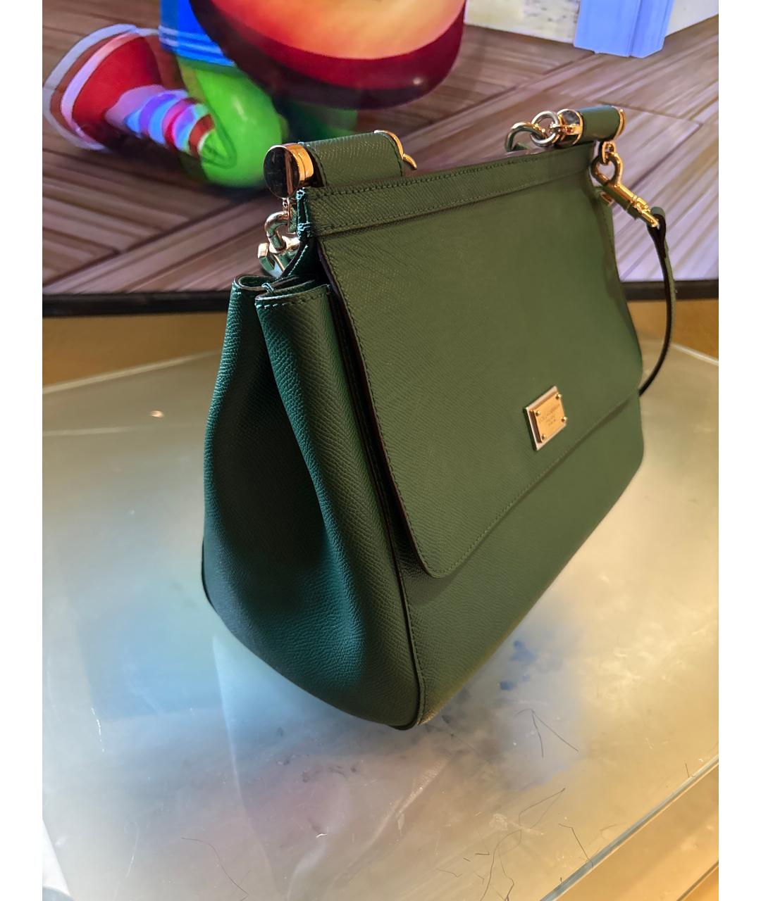 DOLCE&GABBANA Зеленая кожаная сумка через плечо, фото 2