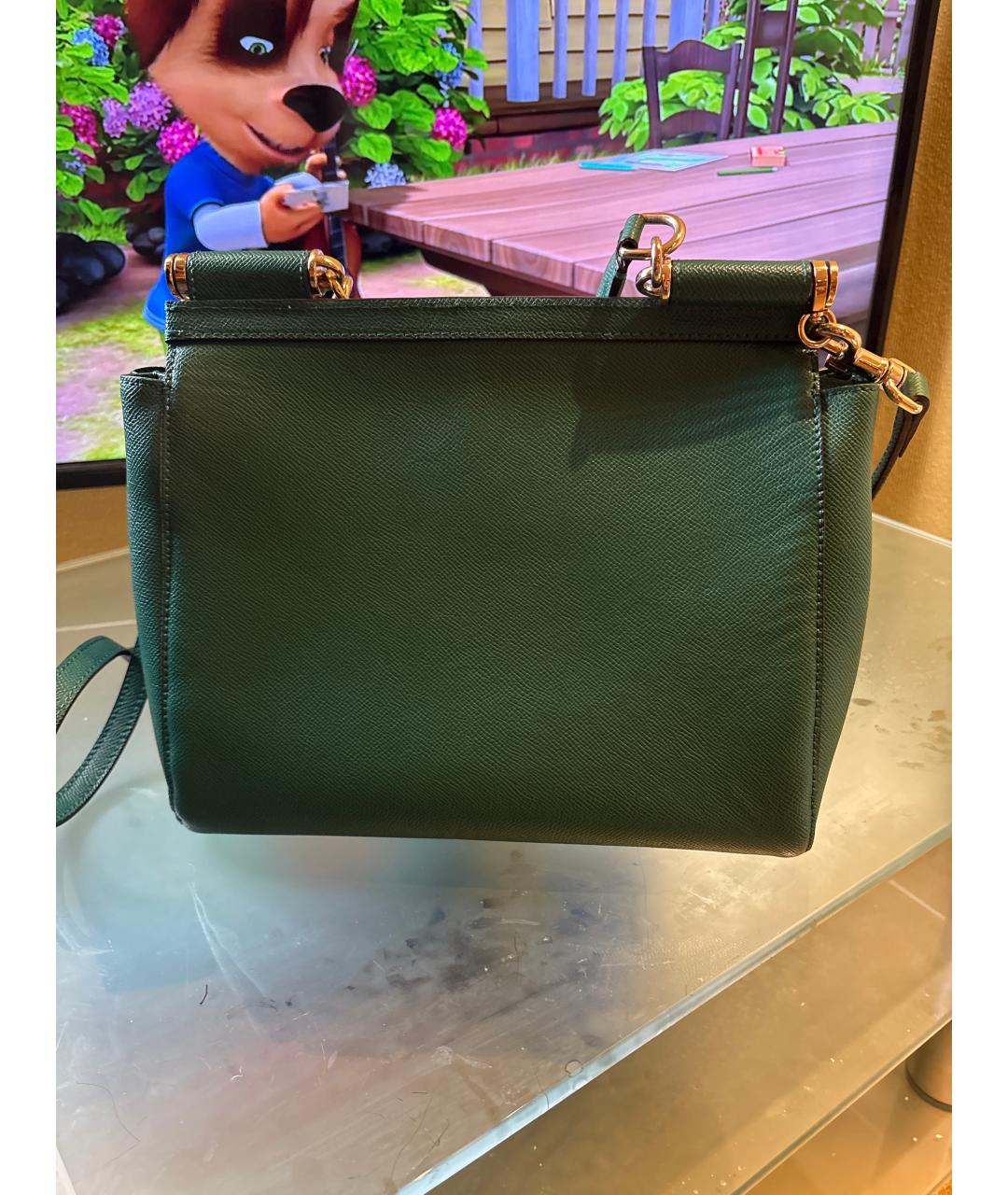 DOLCE&GABBANA Зеленая кожаная сумка через плечо, фото 3