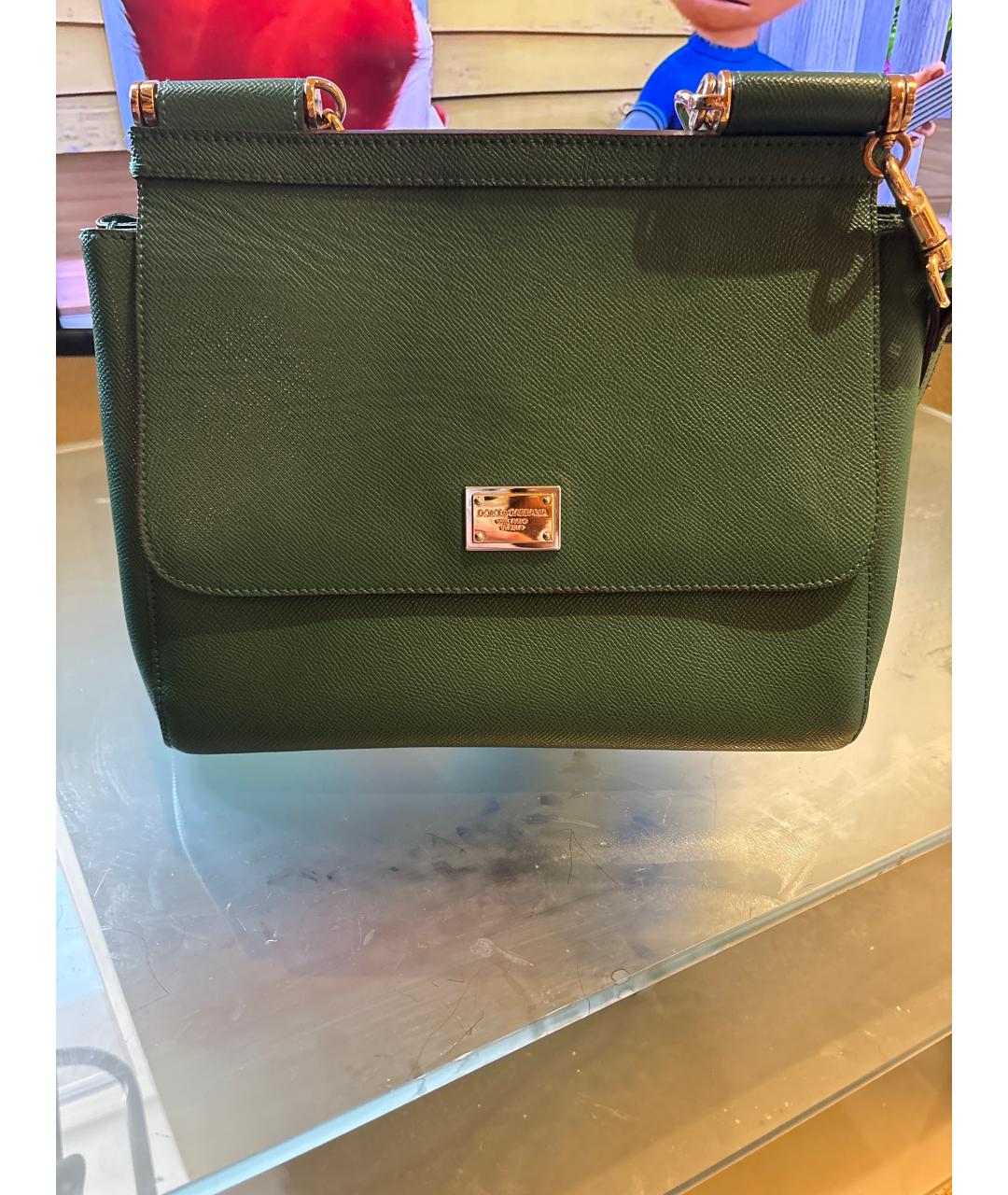 DOLCE&GABBANA Зеленая кожаная сумка через плечо, фото 7