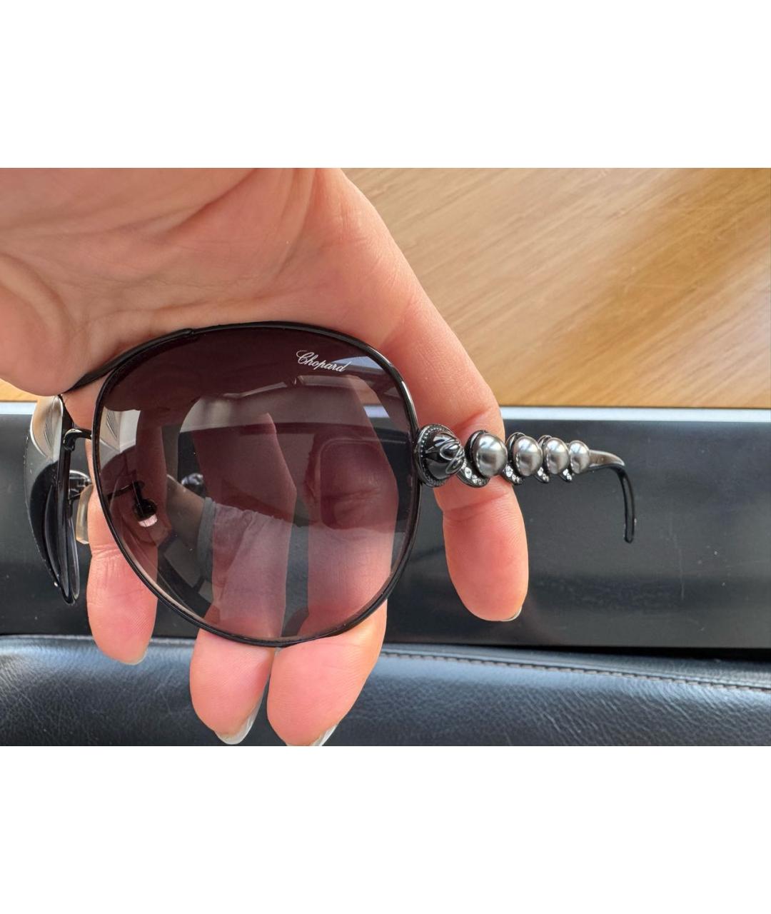 CHOPARD Антрацитовые пластиковые солнцезащитные очки, фото 3
