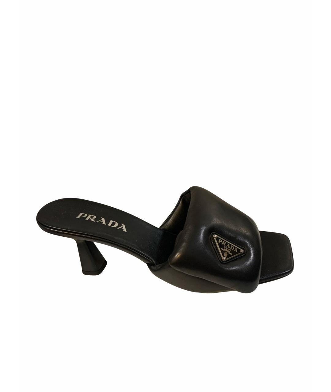 PRADA Черные кожаные босоножки, фото 1