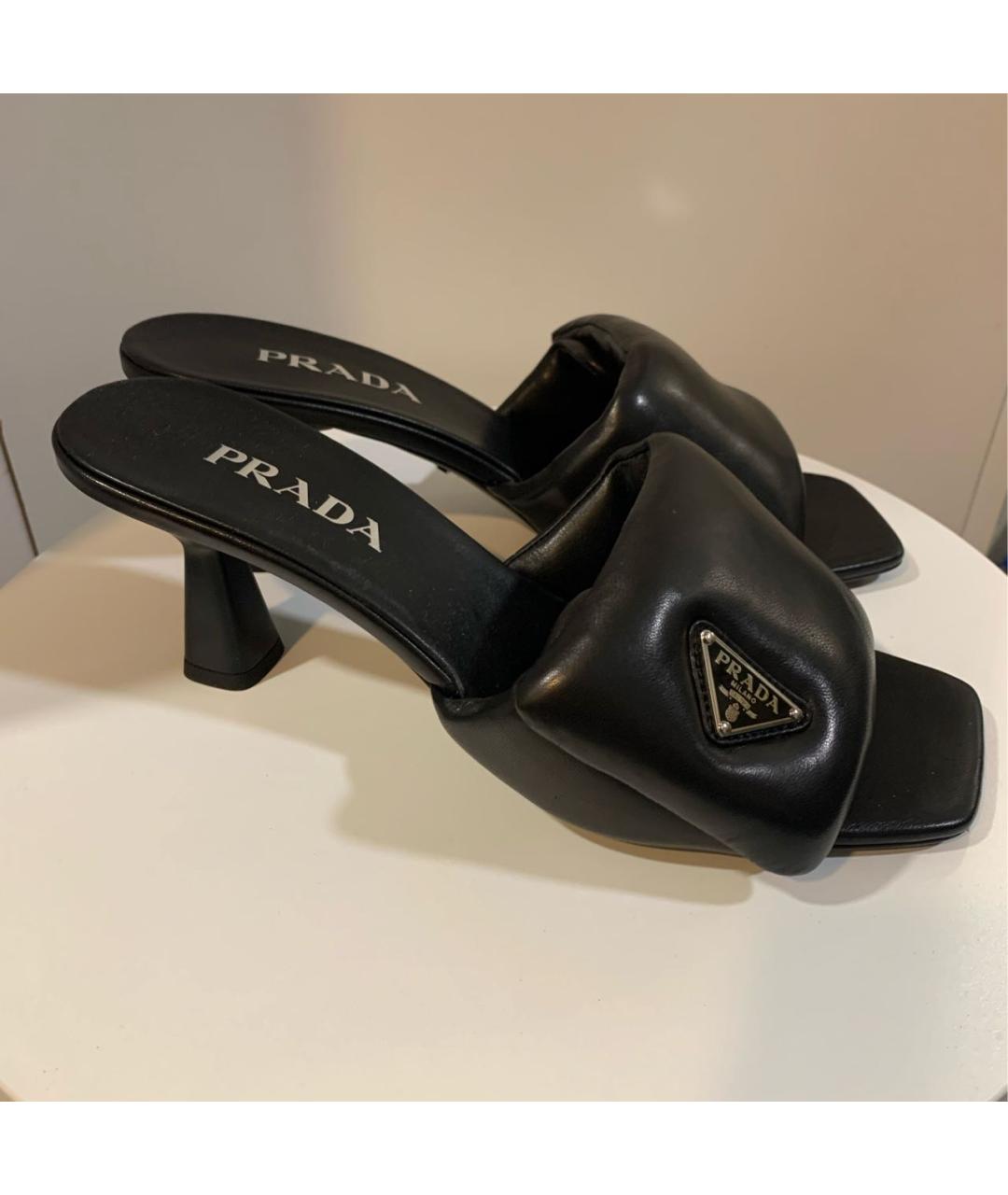 PRADA Черные кожаные босоножки, фото 9