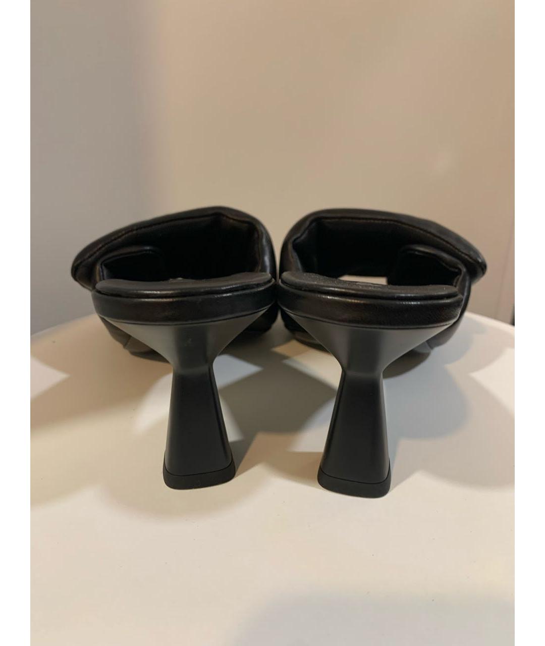 PRADA Черные кожаные босоножки, фото 4