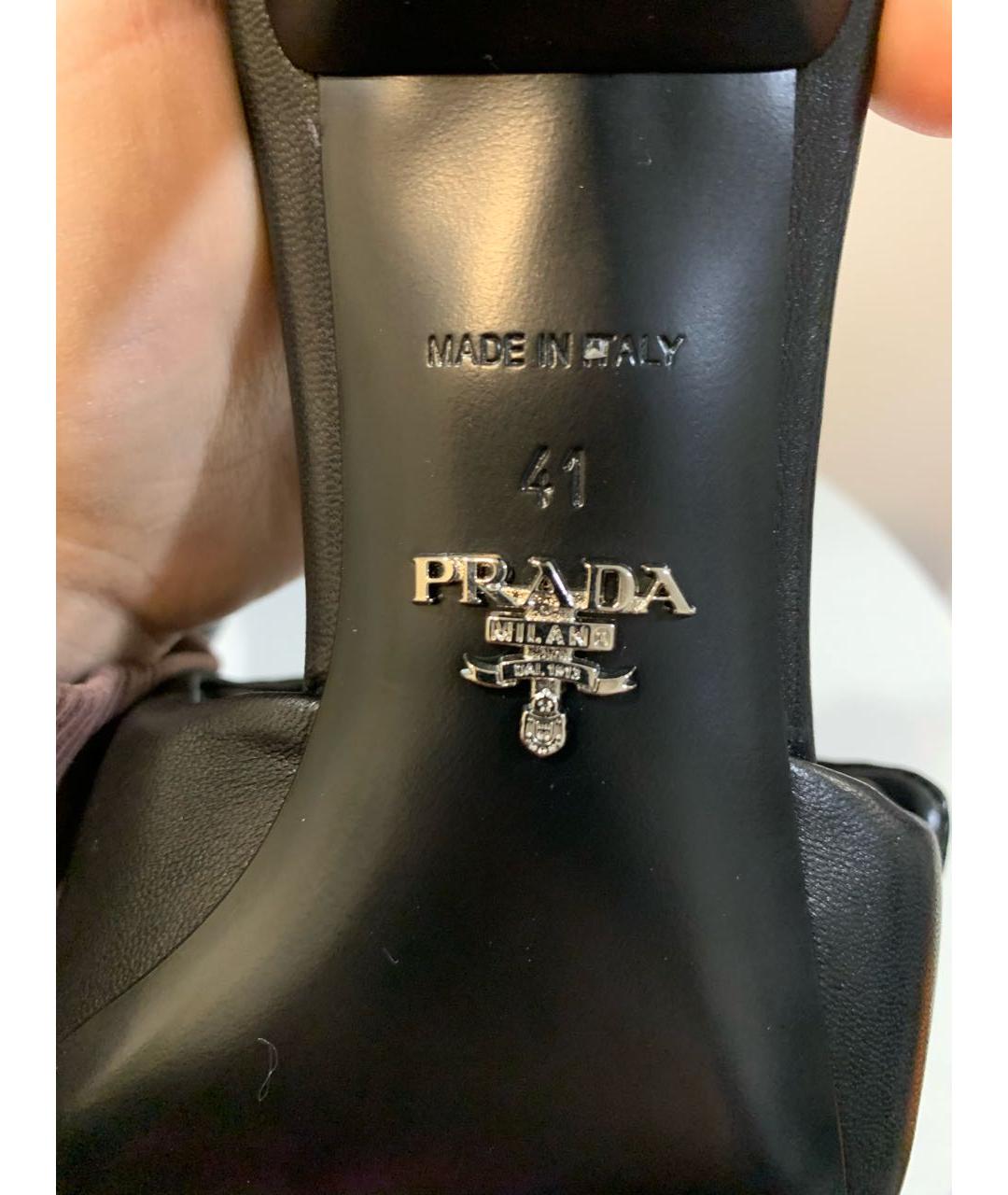 PRADA Черные кожаные босоножки, фото 7