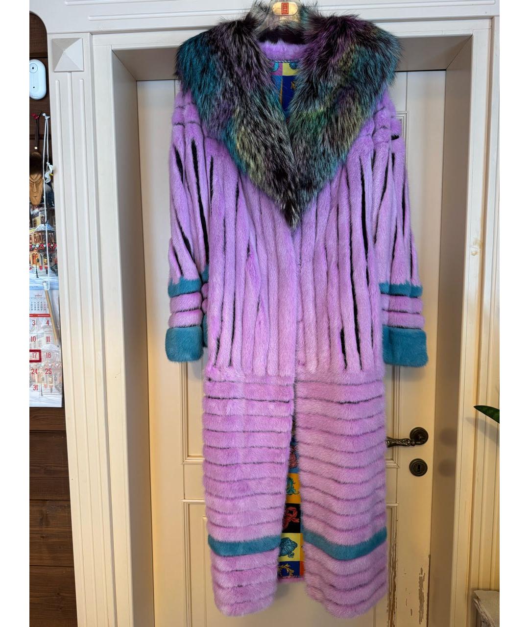 VERSACE Розовая меховая шуба, фото 8