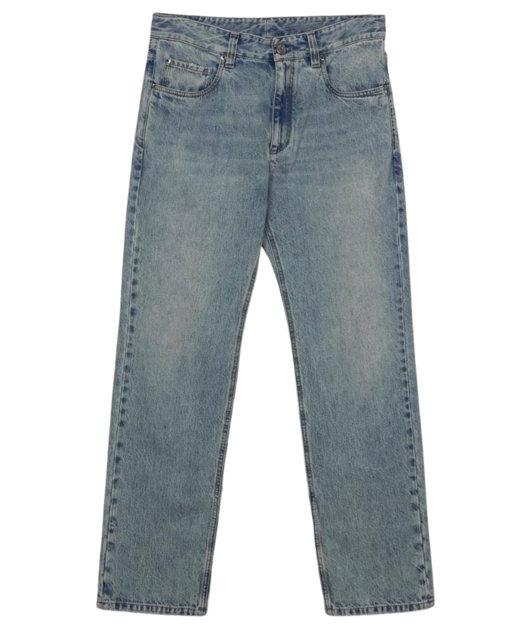 BRUNELLO CUCINELLI Голубые хлопковые прямые джинсы, фото 1