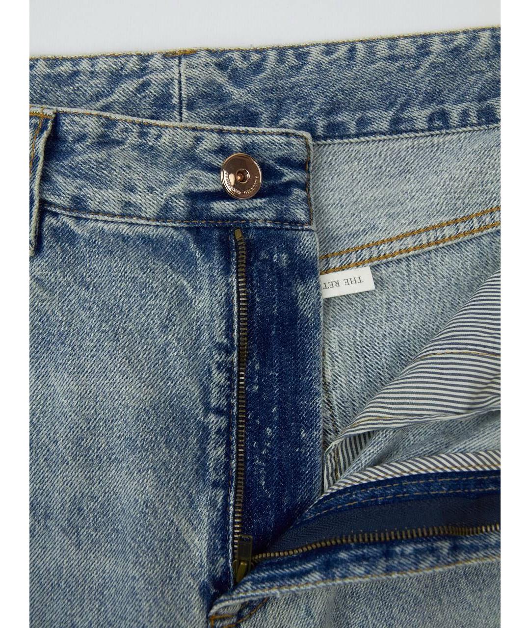 BRUNELLO CUCINELLI Голубые хлопковые прямые джинсы, фото 6