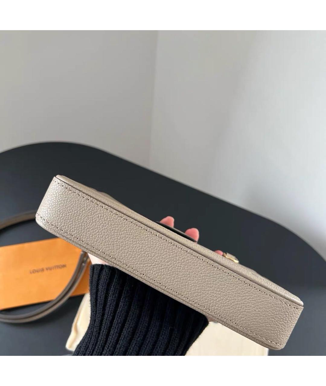 LOUIS VUITTON Бежевая кожаная сумка через плечо, фото 5