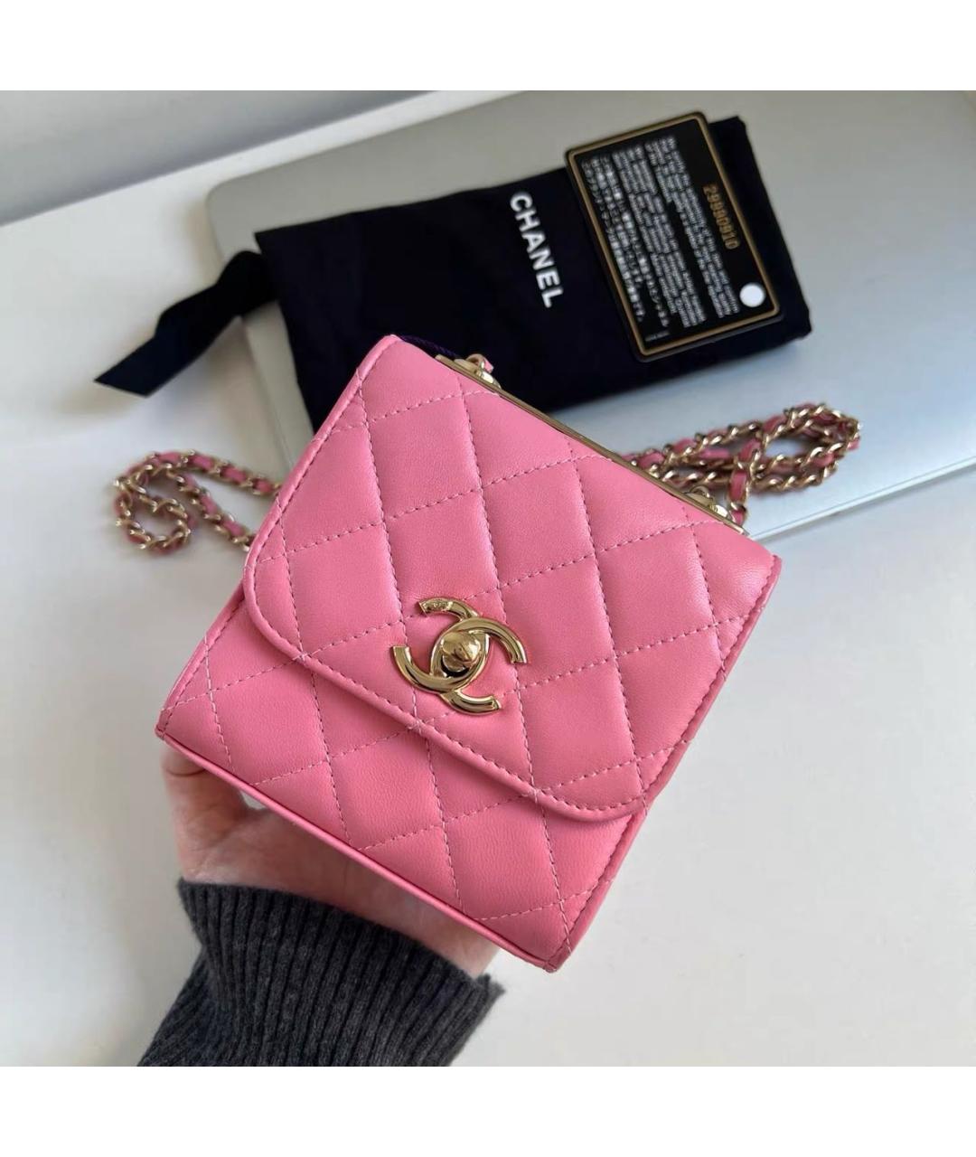 CHANEL Розовая кожаная сумка через плечо, фото 8