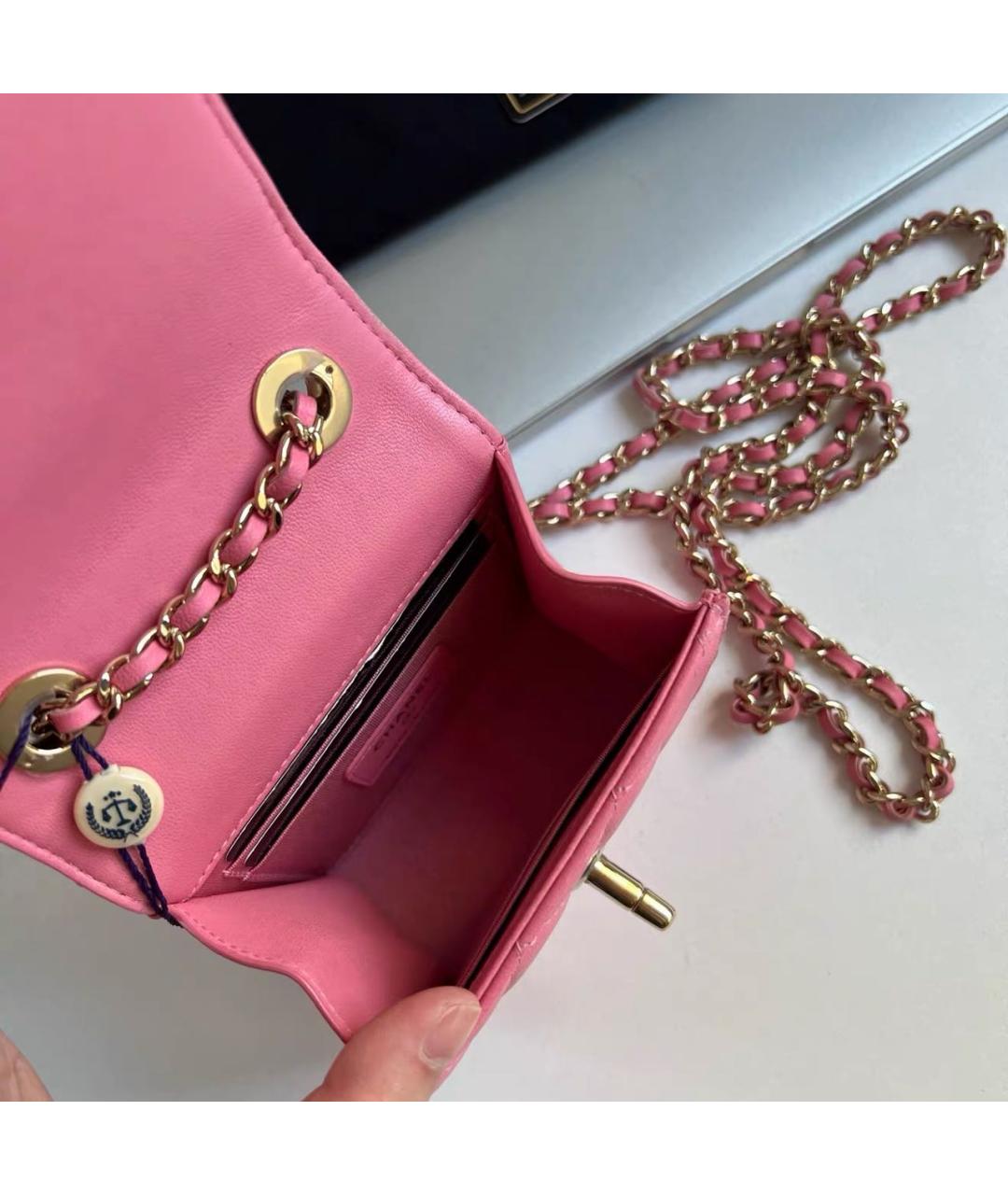 CHANEL Розовая кожаная сумка через плечо, фото 5